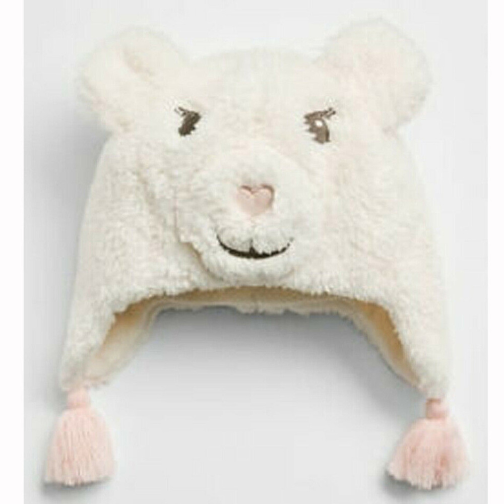 Baby Gap NWT Polar Bear Sherpa Tassel Trapper Hat S/M